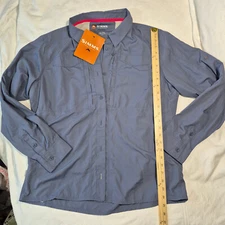 SIMMS ATTRACTOR LONG SLEEVE FISHING SHIRT W SUNGLASS CLEANER + ROLL TAB SLEEVE