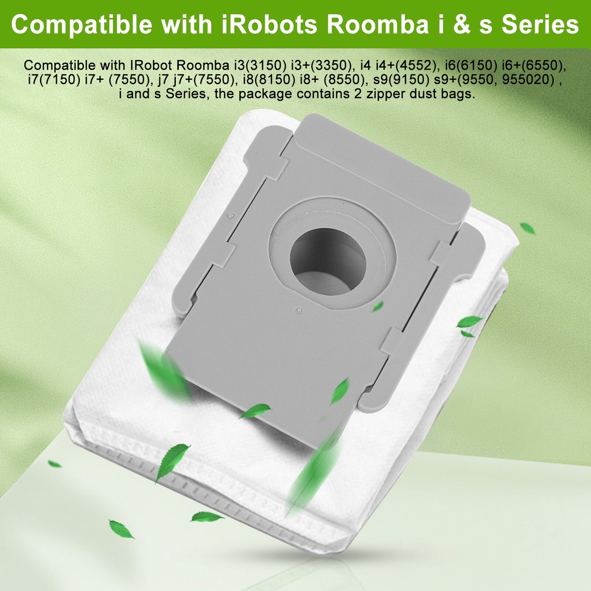 2Pcs Reusable Zippered Dust Bag for iRobot Roomba Vacuum i3 i4 i6