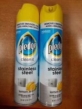 2 Pack: Pledge Clean It Stainless Steel Aerosol Cleaner Lemon Zest 9.7 oz ea W3D