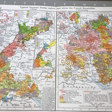 Typical German States before  since French Revolution 1950's Map Folded Wall Art