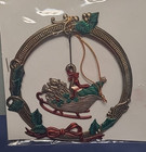 Russ Heirloom Collection Metal Christmas Ornament Holly Wreath Sled Bear 5918 — photo 3
