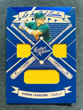 2019 Panini Leather & Lumber Ramon Laureano Rookie RC Triple Jersey Relic Card. rookie card picture