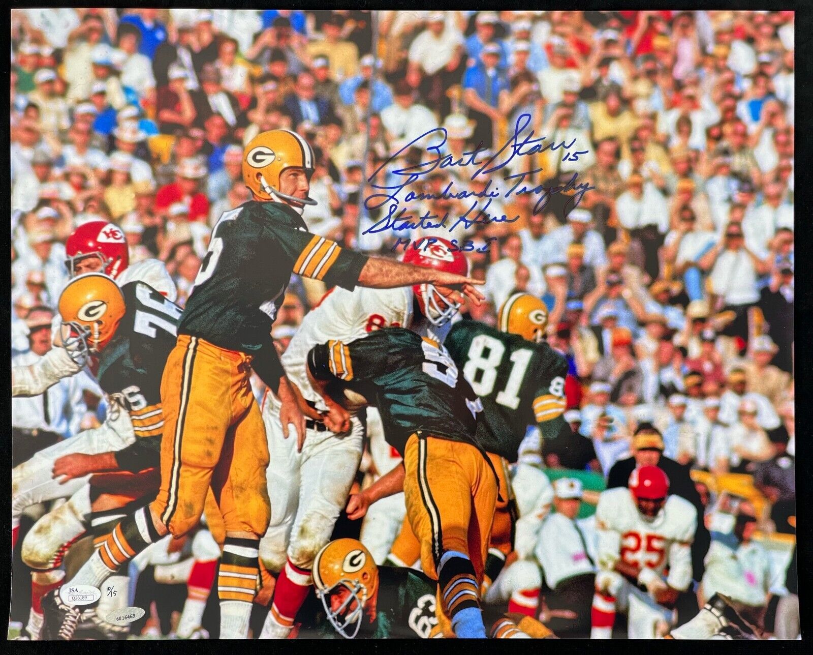 1967 Bart Starr Green Bay Packers Super Bowl I Signed 16'x 20' Photo 10/15  (JSA)