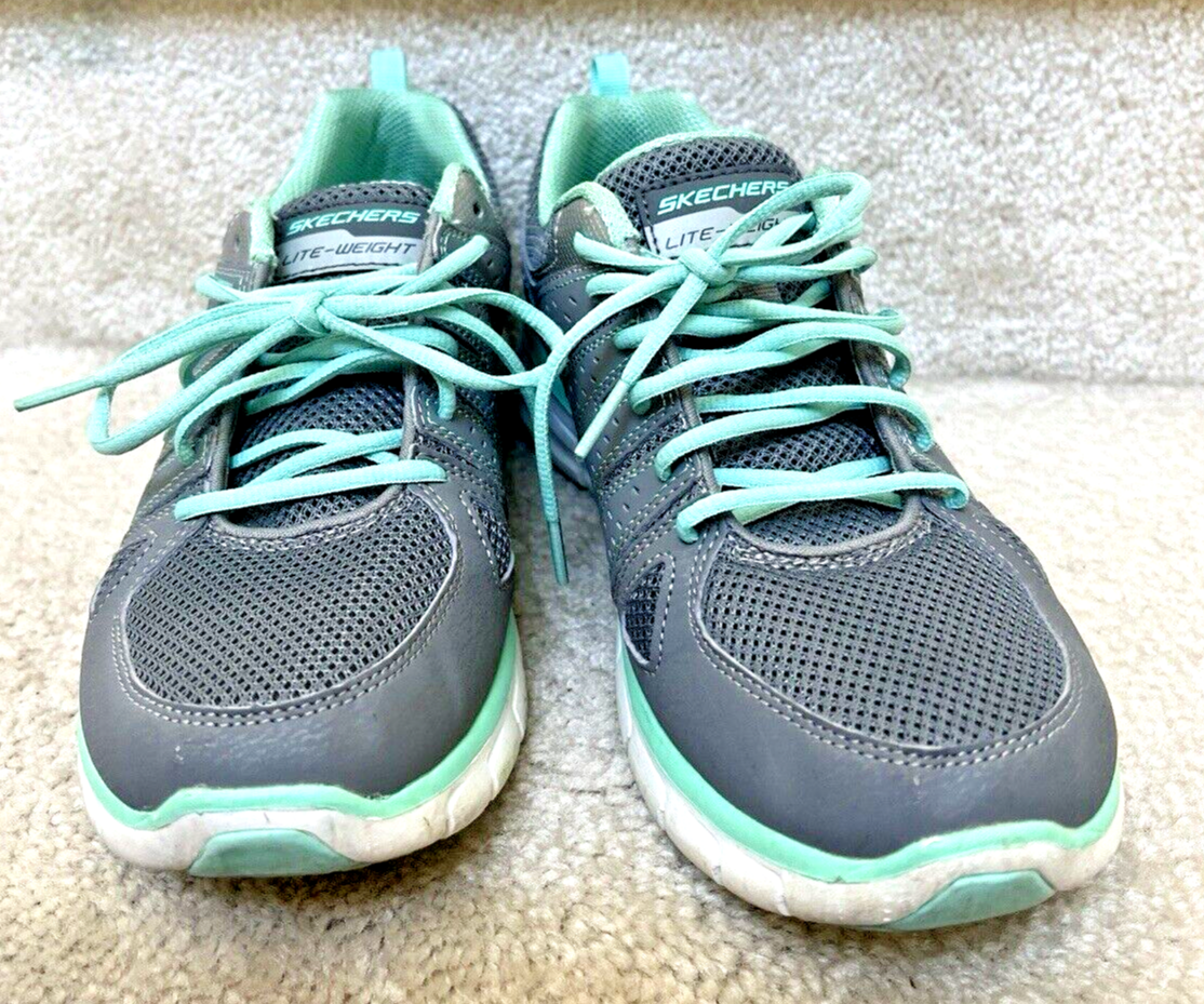 Skechers Shoes Women 10 Synergy 11963S Gray Green Running Sneakers