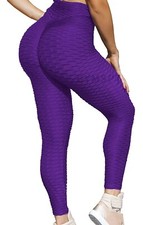 Women High Waist Yoga Pants Ruched Butt Lifting Tummy Control Workout Leggings S