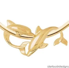 New 14k Gold Dolphin Slide Pendant