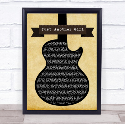 Just Another Girl Black Guitar Song Textdruck
