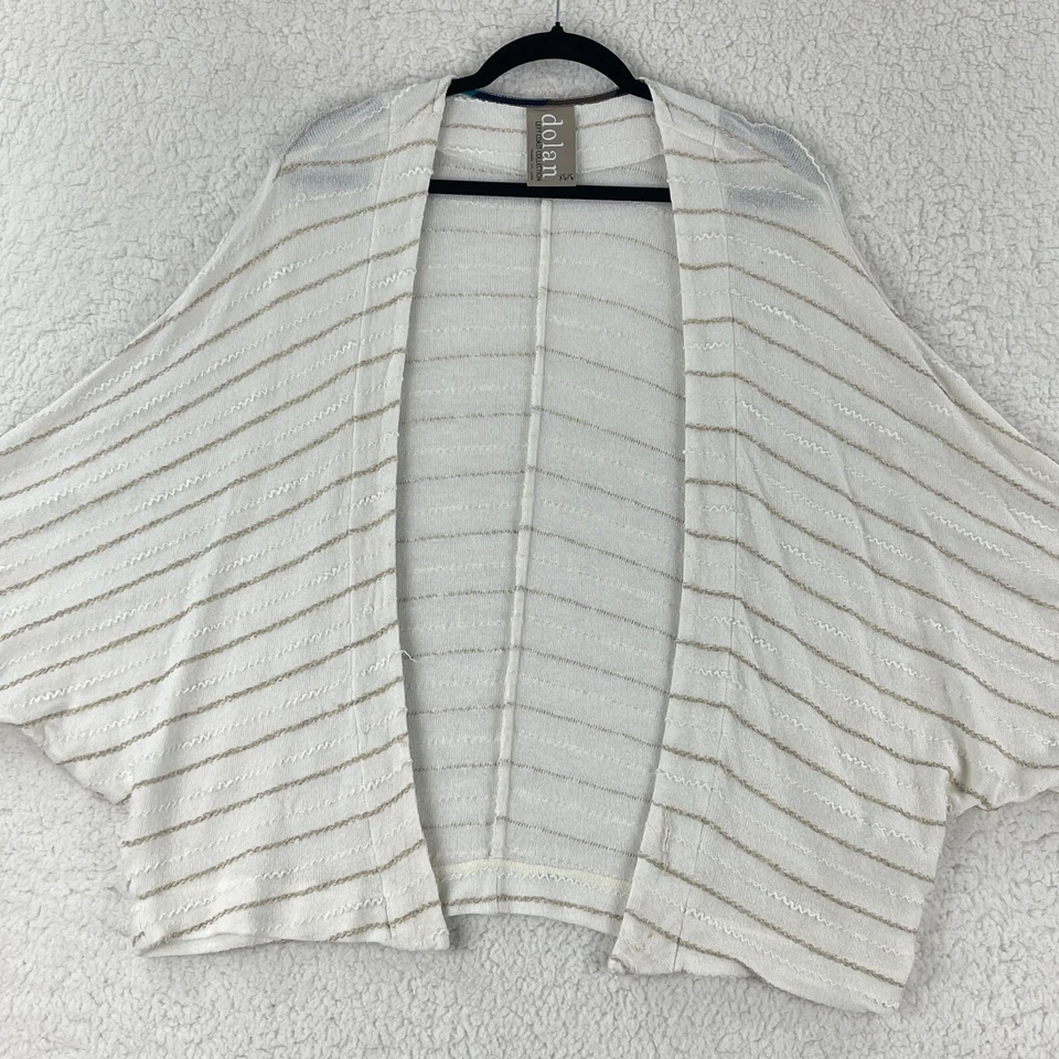 Cárdigan suéter Dolan para mujer talla XS/S marfil a rayas manga Dolman frente abierto Foto 2 de 4