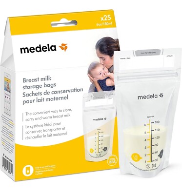 Medela Breast Milk Liquid Storage Bags 25 Count 6oz/180 ml Baby Accessories