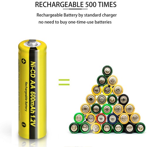 Lot NiCD AA 600mAh 1.2V Rechargeable NiCD Batteries for Solar Lights