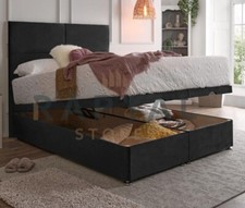 Ottoman Bed Divan Storage Plush Velvet + 24" 4 BOX Headboard - SIDE/ END