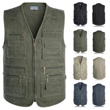 Gilet uomo multitasche pesca gilet caccia escursionismo cotone capospalla uk