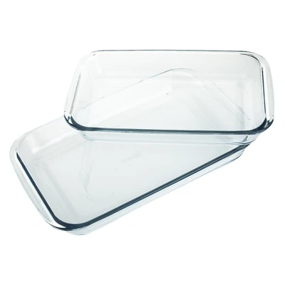 2Pcs Transparent Verre Casserole Plat Grand Rectangle Ovale Plats à Four - Photo 1/4