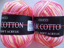 DHFZ Milk Cotton baby yarn, soft acrylic, sunset tones, lot of 2