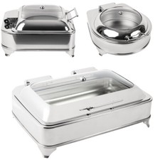 Chafer electric stainless steel with glass dome soft close lid, three sizes 