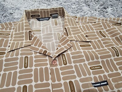 Vintage Musso Platinum Jeans Wear Button Down Shirt Size 2XL Logo Spellout