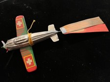 Vtg Antique Tin Litho Japan Miniature Penny Toy Airplane w/ Tail DENMARK