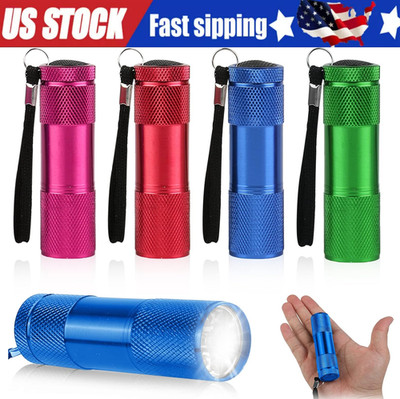 9 LED White Light Flashlight Aluminium Mini Torch Outdoor Portable Travel Lamp
