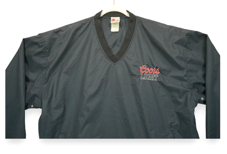 Pullover vintage Rawlings Coors ligero cortavientos para hombre negro forrado cuello en V XL Foto 3 de 4