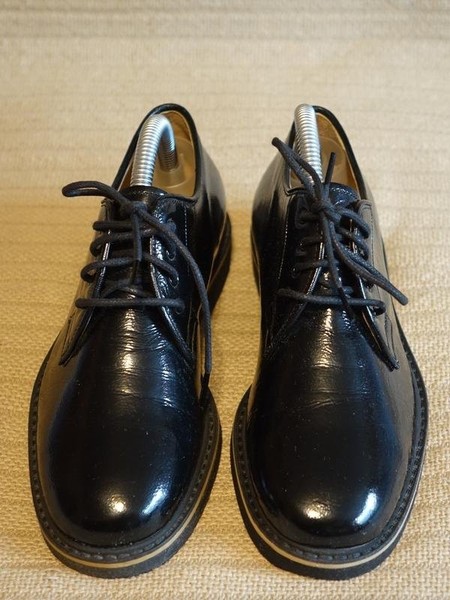 Women Navyboot Heels Black Leather 35 #B9R6