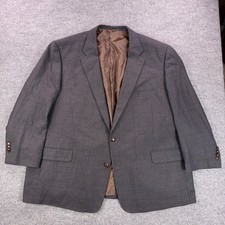 Oak Hill Plaid Sport Coat Blazer Mens 60 Reg Brown Blue Two Button Big and Tall