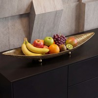 Obstschale FrüChtekorb Metall Gold Schale 60Cm Dekoschale Metall Obstkorb Oval