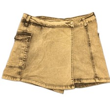 American Bazi Women's Gray Acid Wash Denim Skort L High Rise Stretch Pockets
