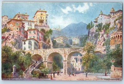 Monte Carlo L Eglise De Sainte Devote Monaco H B Wimbush Oilette Tuck Postcard