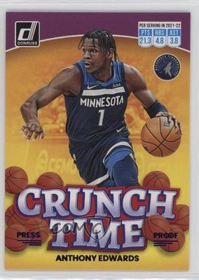 2022-23 Panini Donruss Crunch Time Purple Press Proof Anthony Edwards #9 12z3