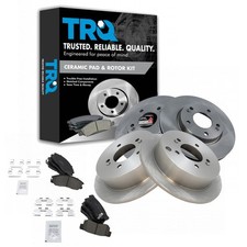 TRQ Front and Rear Brake Pad and Rotor Set Ceramic Vented Solid Rotors Compat...