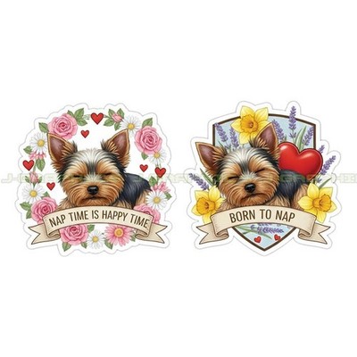 Yorkshire Terrier Yorkie Dog Vinyl Decal Sticker Cute Pet Nap Sleep 2 Pack SS