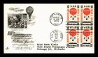 DR JIM STAMPS US COVER BALLOON JUPITER AIR MAIL FDC SCOTT C54 BLOCK OF 4