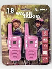 Cobra Walkie Talkies Two Way Radio 18-Mile Walkie Talkies Kid-friendly (PINK)