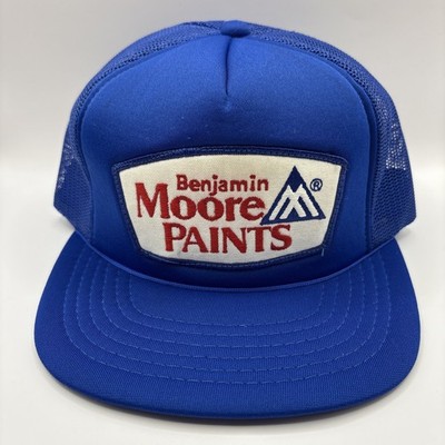 Vintage 80 s Benjamin Moore Paints Blue SnapBack Trucker Hat Patch Adult