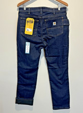 Carhartt Fleece Lined Jeans Womens Sz 12 Short Relaxed Fit Rugged Flex New NWT