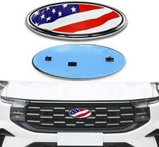 9" For Ford Emblem F150 F250 Edge US Flag Red Oval Badge Front Grille Tailgate