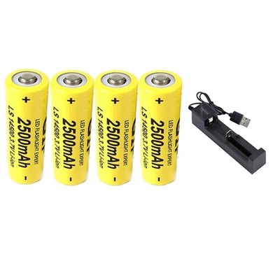 14500 Battery 2500mAh Li-ion 3.7V Rechargeable Batteries Cell For Flashlight LOT