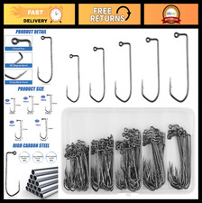 150pcs 90° Long Shank Jig Hooks - High Carbon Steel Round Bend Saltwater Fishing
