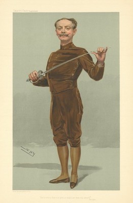 Vanity Fair Spy Cartoon Egerton Castle ''Seine Feder ist mächtiger als sein Schwert'' 1905