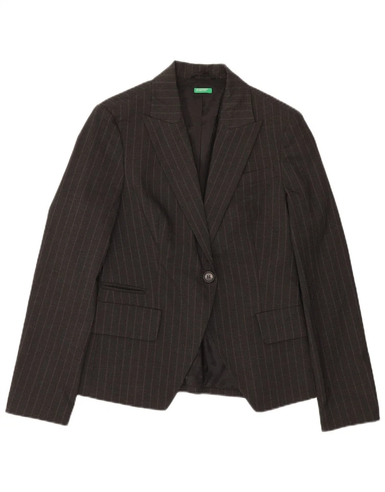 BENETTON женщин свободного кроя 2 изделия костюм IT 40 маленький W30 L30 зеленый в тонкую полоску DE17 - Изображение 2 из 4