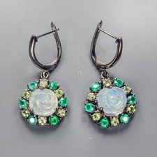 Women jewelry Natural Labradorite Earrings 925 Sterling Silver /E132657