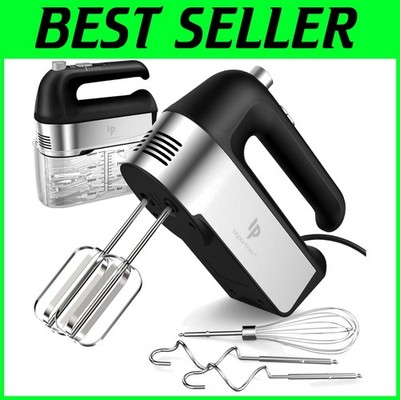 Black Hand Mixer Electric, 5 Stainless Steel Accessories