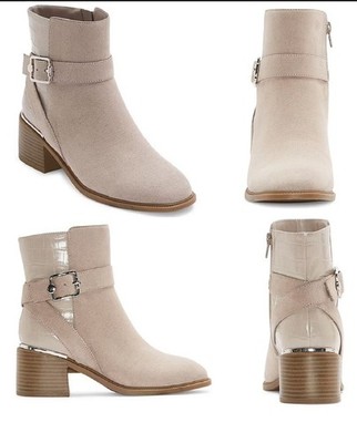 Liz Claiborne Ladies Emberly Stacked Heel Chelsea Beige Boots Size 9M, 9.5M, 10M