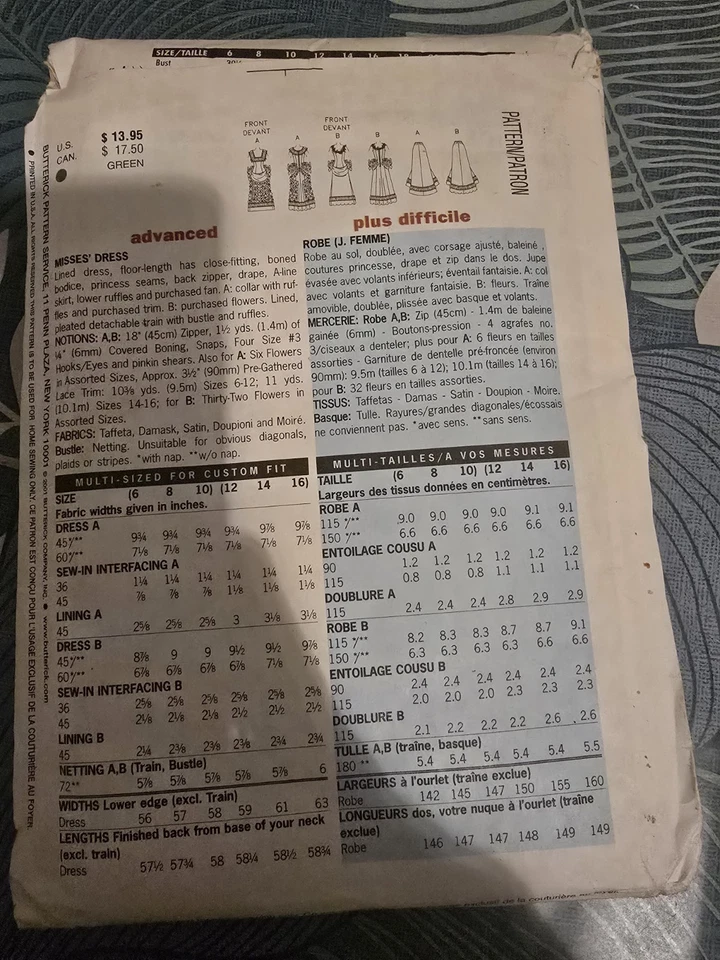 Butterick Making History Sewing Pattern Dress Uncut 3012 - Image 3 of 3