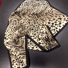 Olive Green Animal Print Silk Square Scarf