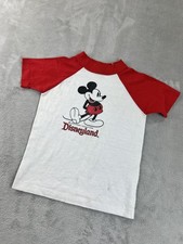 Vintage 70s 80s Disneyland Mickey Mouse Shirt Kids Small Red Ringer Tropix Togs