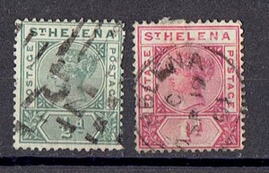 ST. HELENA. 1890-97 QV SG#46, 47. 1/2d, 1d FU