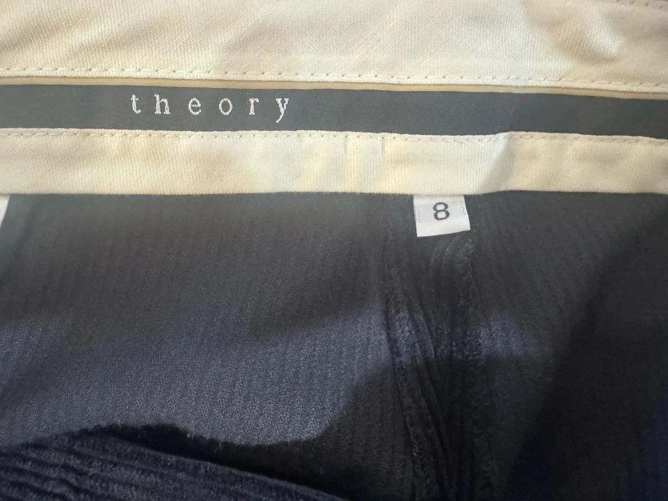 Pantalones para mujer Theory Flare talla 8 marrón pana tiro bajo corte acampanado Foto 3 de 4