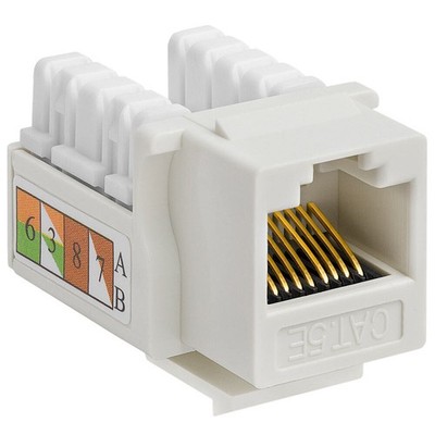 Cat5e Keystone Jack RJ45 Ethernet Connector 110 Punch Down for Wall Plate White