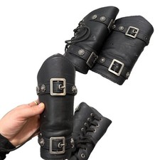 Gothic leather wrist cuffs with